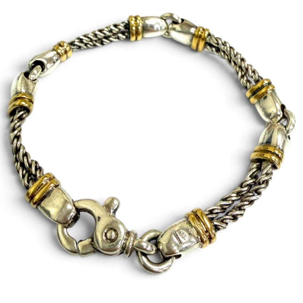 TIFFANY&Co. Tiffany 750 SV925 Double Rope Bracelet, Silver, Yellow Gold, Men'...